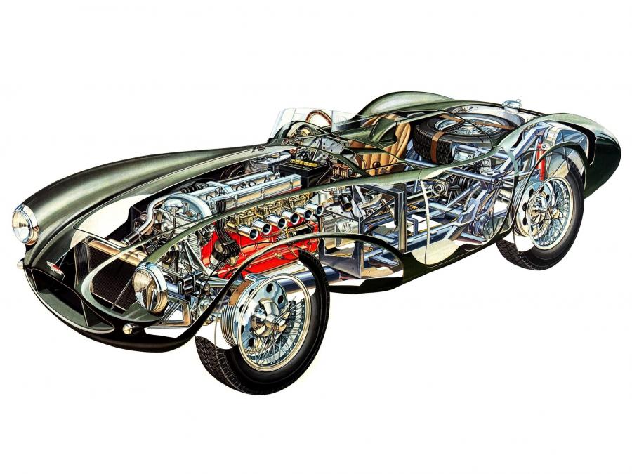 Схема Aston Martin DB3 S (Open Headlights) 1953 года  (фото 59 из 71)